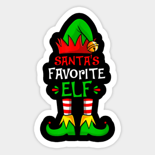 Funny Santa's Favorite Elf Squad Christmas Pajama Matching Sticker